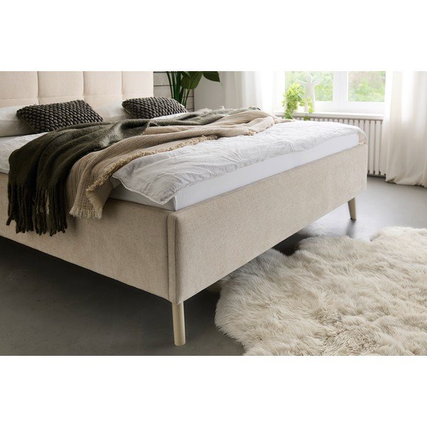 Bézs kárpitozott ágyneműtartós franciaágy ágyráccsal 180x200 cm Nova – Meise Möbel-image-4