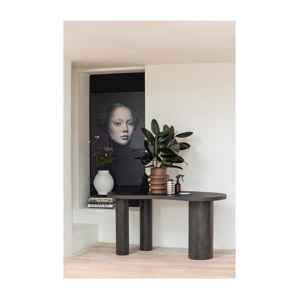 Sötétbarna konzolasztal borovi fenyő dekorral 70x150 cm Maan – WOOOD-image-2