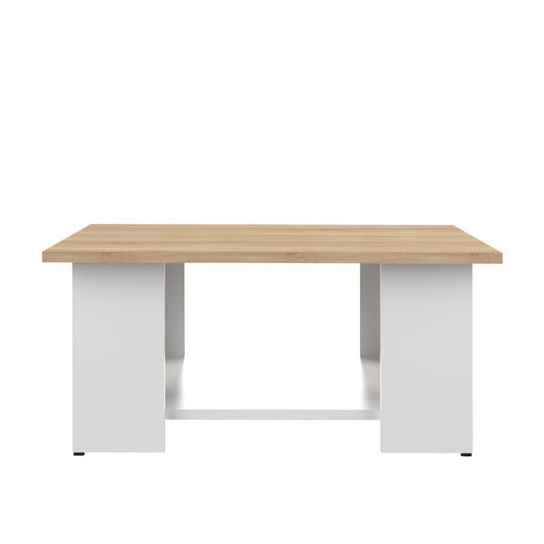 Fehér dohányzóasztal tölgyfa dekoros asztallappal 67x67 cm Square - TemaHome 
