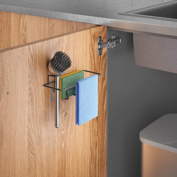 Matt fekete öntapadós fém tároló mosogatóba Lava – Metaltex-image-2