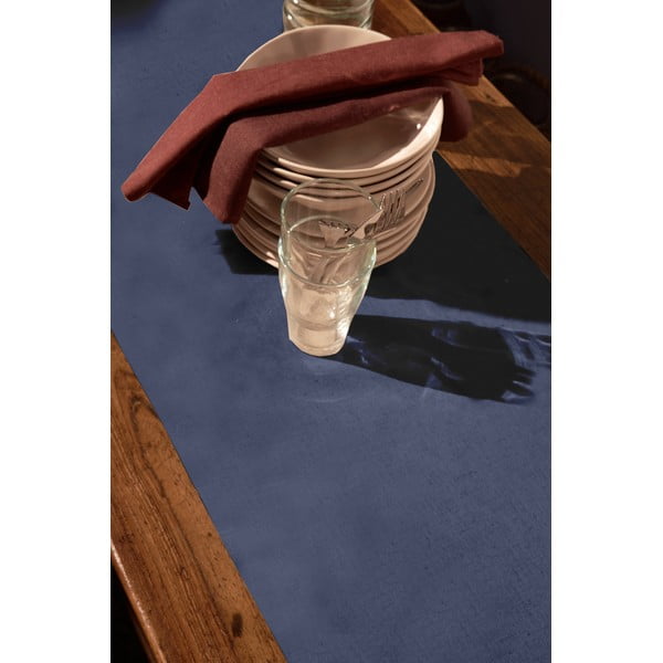 Pure Menorca kék pamut és len asztalterítő, 45 x 135 cm - Tierra Bella-image-1