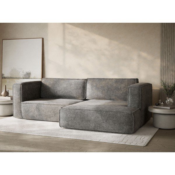 Szürke zsenília kinyitható-tárolóhelyes sarokkanapé (jobb oldali-heverő résszel) Velto – Maison de Rêve-image-4