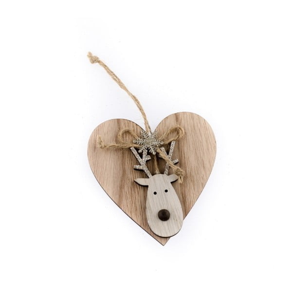 Christmas fából készült felakasztható szív rénszarvassal - Dakls