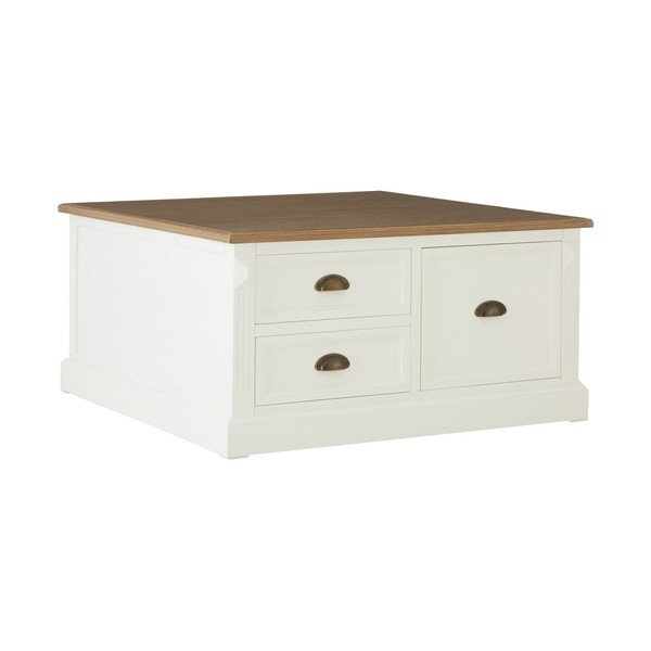 Fehér dohányzóasztal fenyőfa dekorral 90x90 cm Hardwick – Premier Housewares