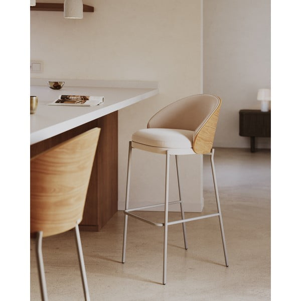Bézs-világos natúr színű bárszék (ülésmagasság 77 cm) Eamy – Kave Home-image-1