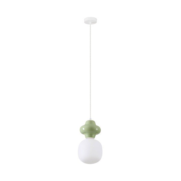 Fehér-világoszöld kerámia függőlámpa üveg búrával ø 18 cm Clio – Nova Luce