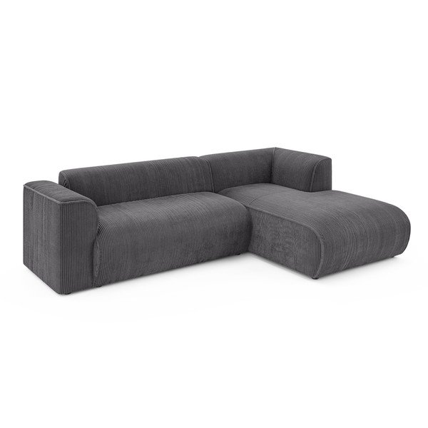 Sötétszürke kordbársony sarokkanapé (jobb oldali-heverő résszel) Merid  – Ropez-image-2
