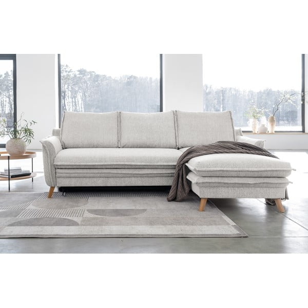 Bézs kinyitható sarokkanapé (jobb oldali) Charming Charlie – Miuform-image-1