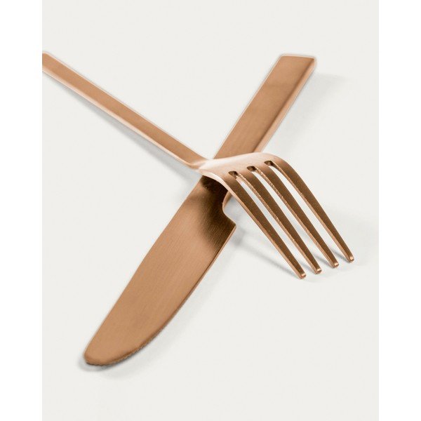 Rézszínű rozsdamentes acél evőeszköz készlet 16 db-os Kelda – Kave Home-image-2