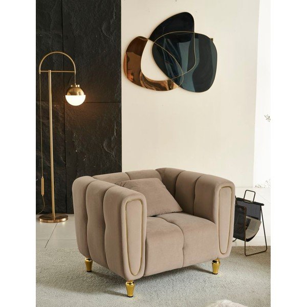 Szürkésbarna bársony fotel Alma – Mauro Ferretti-image-1