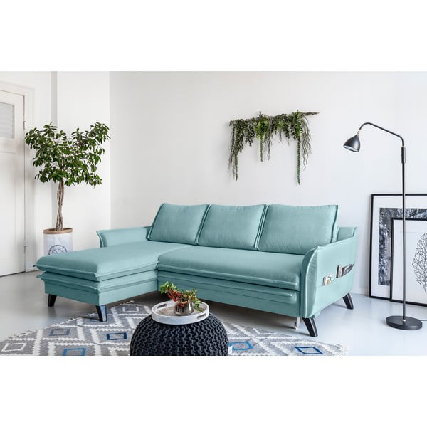 Charming Charlie világoskék kinyitható sarokkanapé, bal oldali - Miuform-image-3