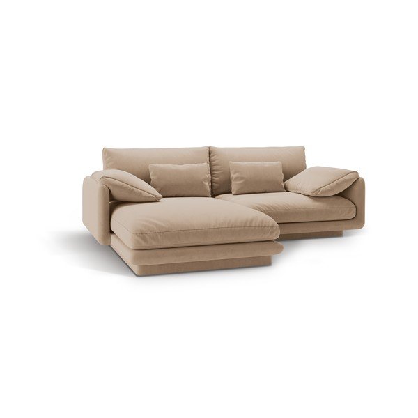 Bézs bársony sarokkanapé (bal oldali-heverő résszel) Torino – Micadoni -image-2