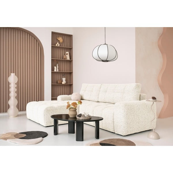 Krémszínű kinyitható tárolóhelyes moduláris sarokkanapé (bal oldali) Lulu – Miuform-image-1
