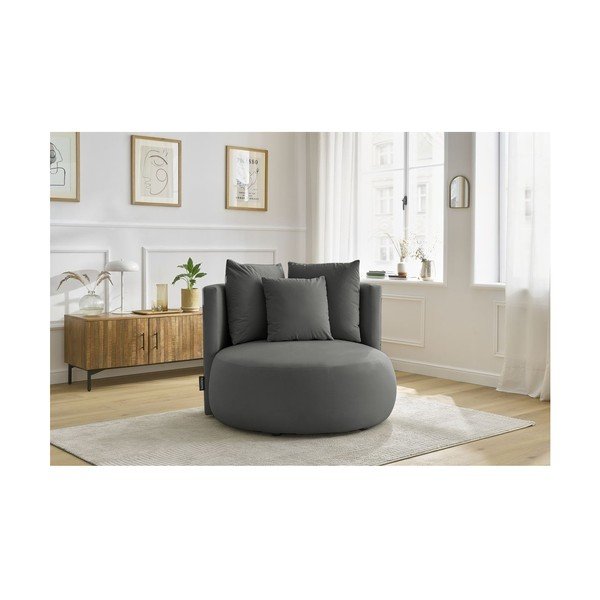 Világosszürke bársony fotel Cesar – Bobochic Paris-image-1