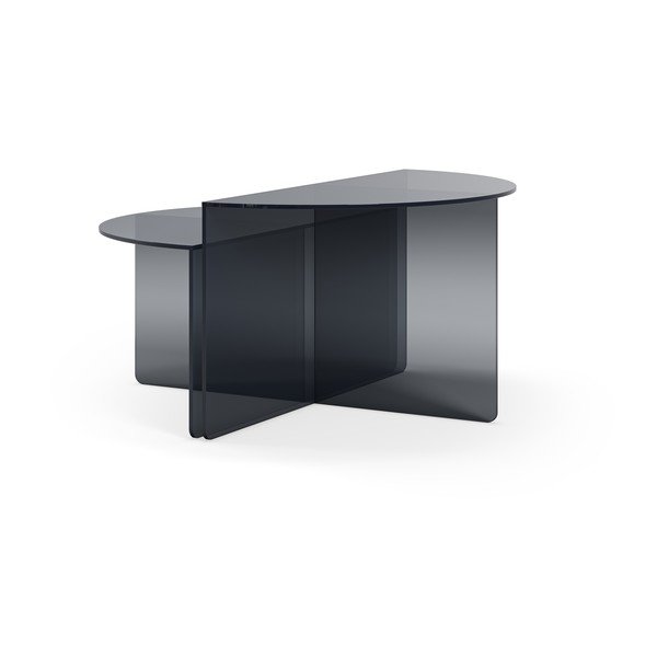 Szürke üveg kerek dohányzóasztal szett 2 db-os ø 80 cm Velta – MOME-image-2