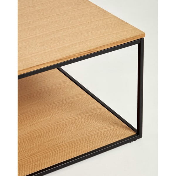 Dohányzóasztal tölgyfa dekoros asztallappal 80x80 cm Yona - Kave Home-image-4