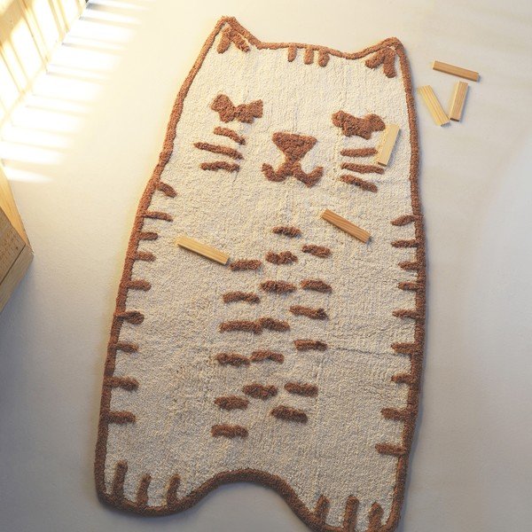 Krémszínű mosható kézi szövésű pamut gyerek szőnyeg 65x120 cm Little Charlie – Nattiot-image-1