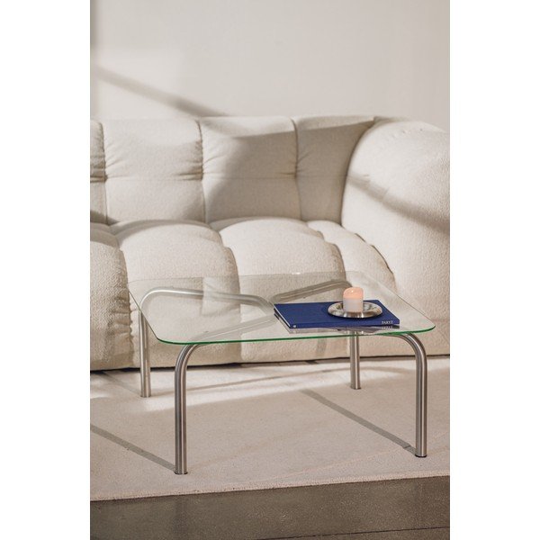 Ezüstszínű dohányzóasztal üveg asztallappal 60x80 cm Uku – noo.ma-image-2