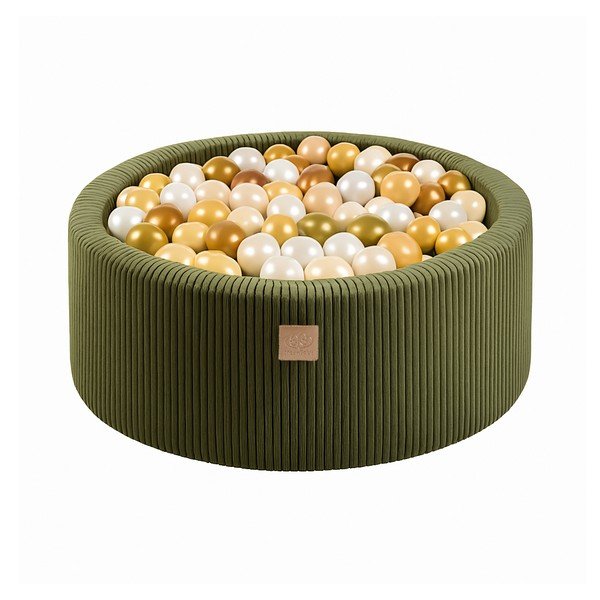 Khaki kordbársony labdamedence 90x90x30 cm Montessori – Meowbaby