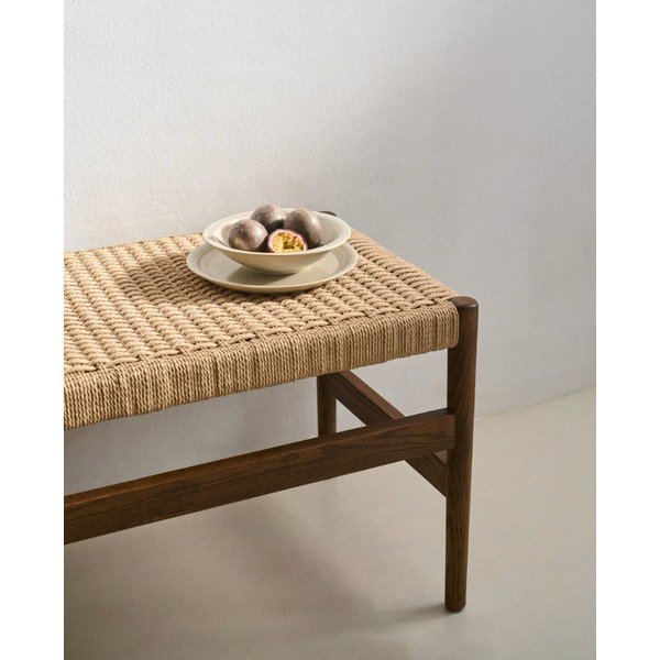 Barna-natúr színű pad Zaide – Kave Home-image-2