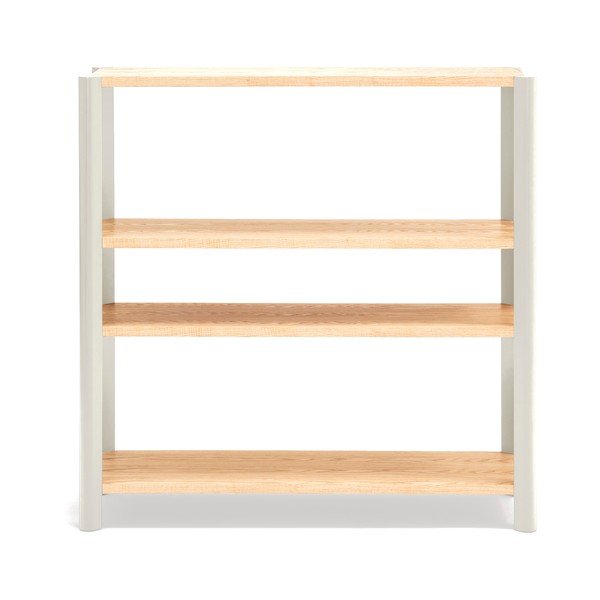 Krémszínű-világos natúr színű polcos állvány tölgyfa dekorral 126x128x43 cm Bona – Teulat