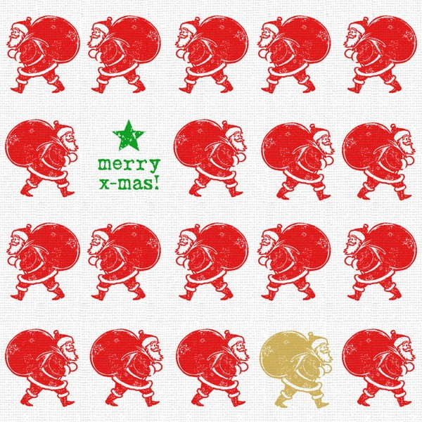 Scandic Santa Red Linen 10 db-os papírszalvéta szett karácsonyi motívummal - PPD