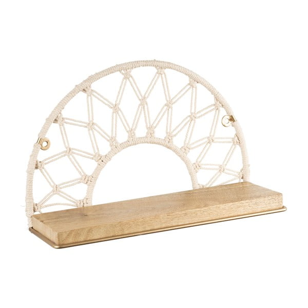 Natúr színű tömörfa fali polc Macrame – Sema-image-1