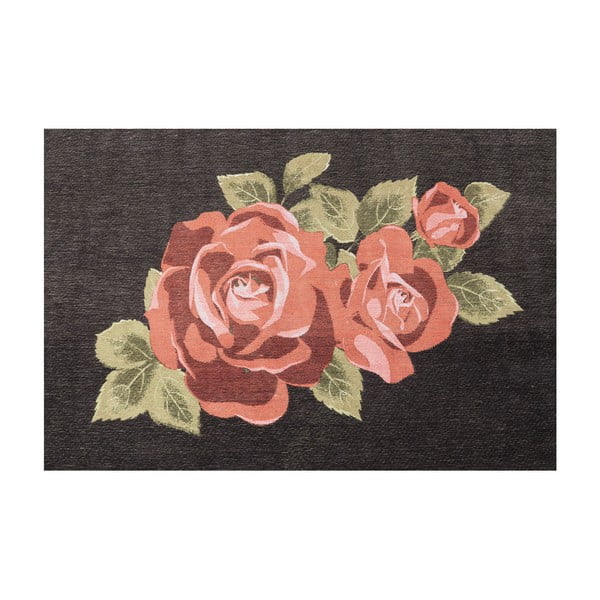 Rózsamintás fekete szőnyeg, 240 x 170 cm - Kare Design Roses