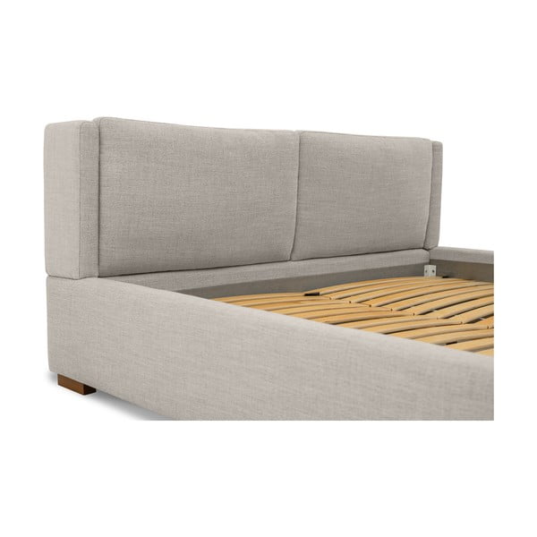 Világosszürke kárpitozott franciaágy ágyráccsal 140x200 cm Dreamer – Scandic-image-1