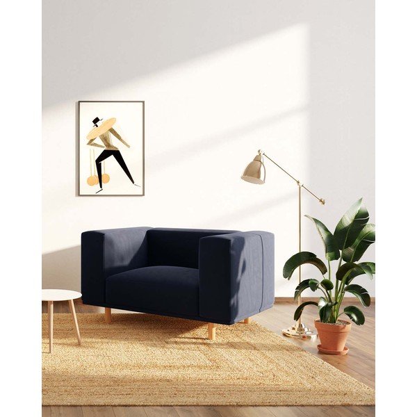 Sötétkék bársony relaxációs fotel Kukumo – Ame Yens-image-3