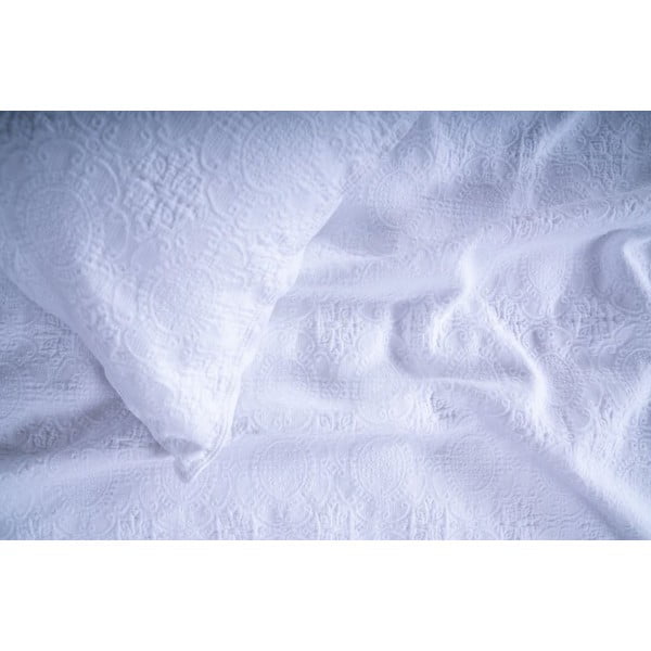 Fehér jacquard ágytakaró és párnahuzat szett 180x240 cm Jacquard – Mila Home Luxury-image-1
