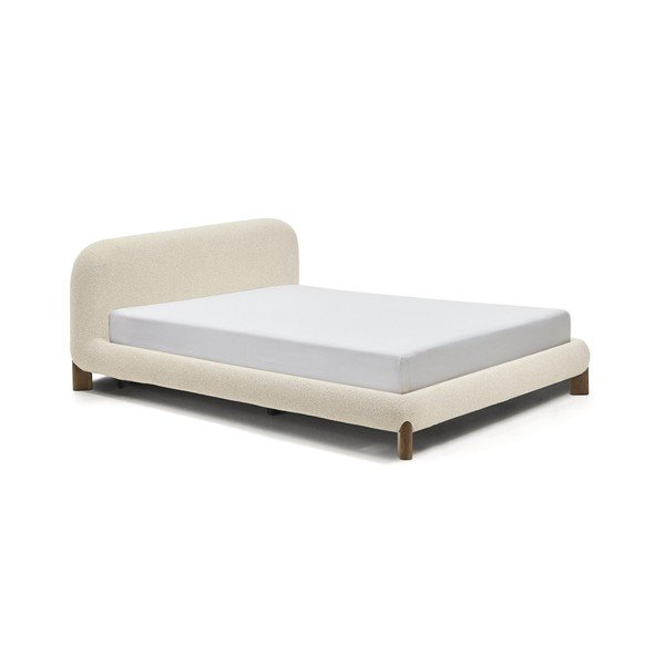 Bézs kárpitozott franciaágy ágyrács nélkül 180x200 cm Odina – Kave Home