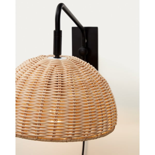 Fekete-natúr színű fali lámpa ø 23 cm Damila – Kave Home-image-2