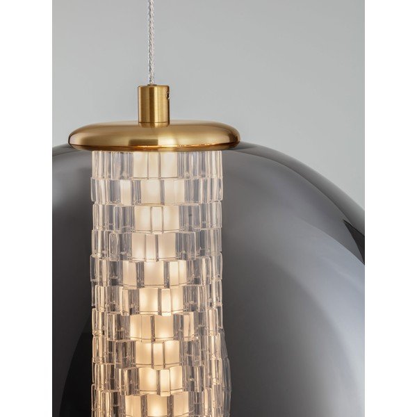 Szürke fém LED függőlámpa üveg búrával ø 22 cm Navi – Nova Luce-image-2