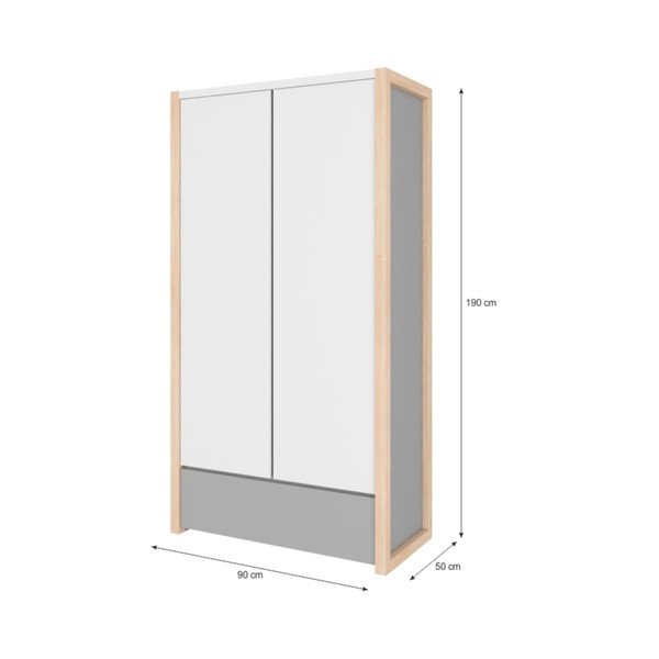 Pinette szürke kétajtós ruhásszekrény - BELLAMY-image-2