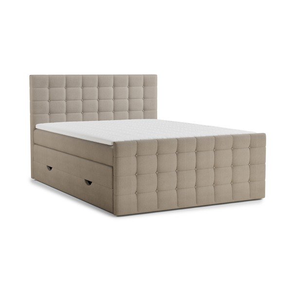 Bézs ágyneműtartós boxspring ágy 180x200 cm Tasca – Maison de Rêve