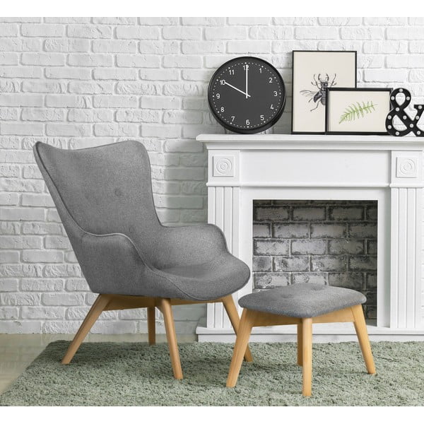 Szürke fotel lábtartóval Niko – Ropez-image-1