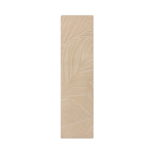 Bézs gyapjú futószőnyeg 60x230 cm Lino Leaf – Flair Rugs