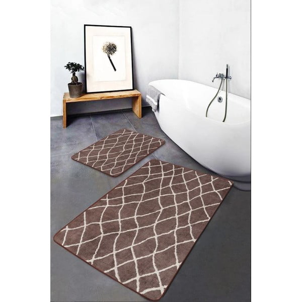 Barna bársony fürdőszobai kilépő szett 2 db-os 60x100 cm – Mila Home-image-4