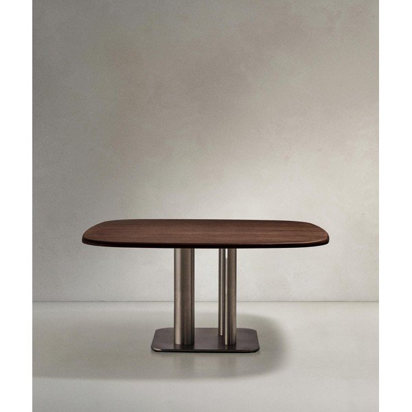 Étkezőasztal diófa dekorral 121x121 cm Melvar – Kave Home-image-1