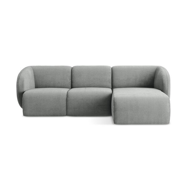 Szürke zsenília sarokkanapé (jobb oldali-heverő résszel) Lani – Makamii