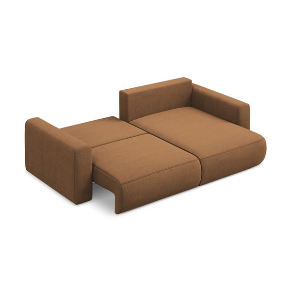 Terrakotta színű kinyitható-tárolóhelyes sarokkanapé (jobb oldali-heverő résszel) Kapua – Makamii-image-3