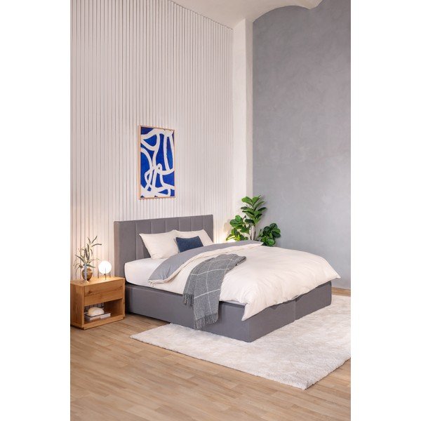 Szürke boxspring ágy 160x200 cm Olia Bold Line – Bonami Selection-image-1