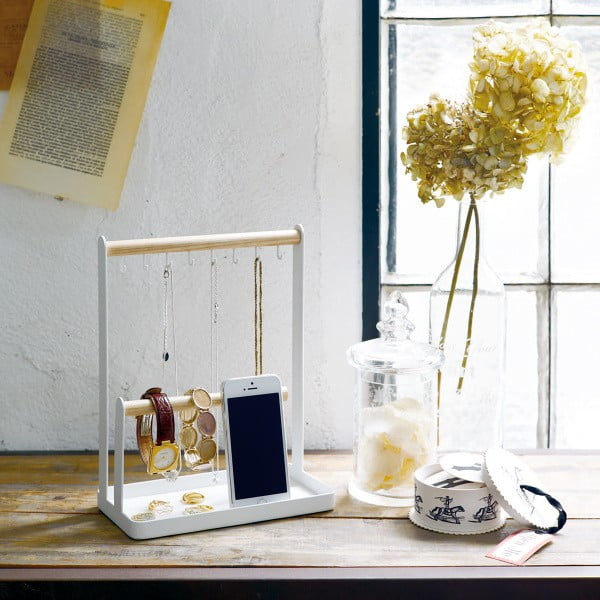 Tosca fehér multifunkciós állvány bükkfa részletekkel - YAMAZAKI-image-1