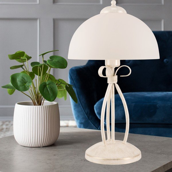Fehér asztali lámpa üveg búrával (magasság 43 cm) Adelle – LAMKUR-image-3