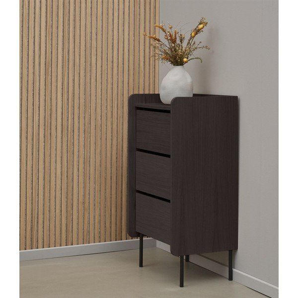 Fekete magas komód tölgyfa dekorral 60x108,5 cm Wrap – Bonami Selection-image-1