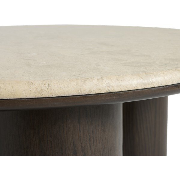 Sötét natúr színű kerek dohányzóasztal márvány asztallappal ø 90 cm Piazze – Unique Furniture-image-4