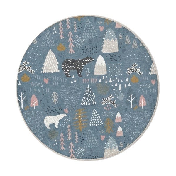 Kék mosható gyerek szőnyeg ø150 cm Forest Land – Mila Home