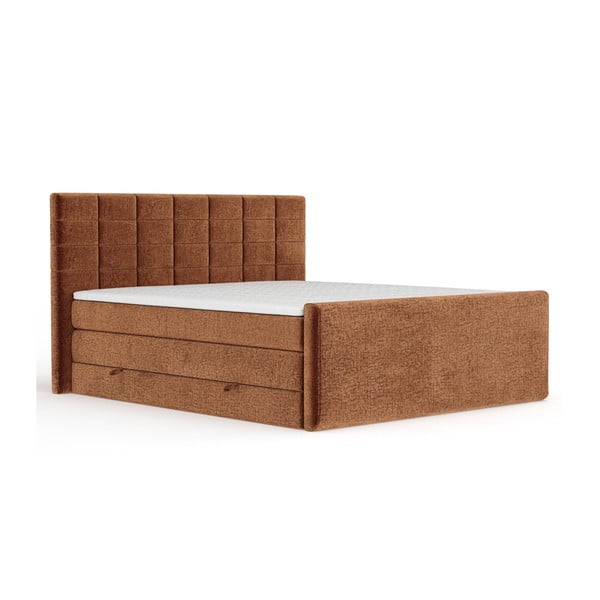 Narancssárga ágyneműtartós boxspring ágy 140x200 cm Ava – Maison de Rêve