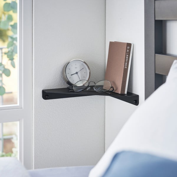 Fekete fém fali sarokpolc 22 cm Tower – YAMAZAKI-image-1